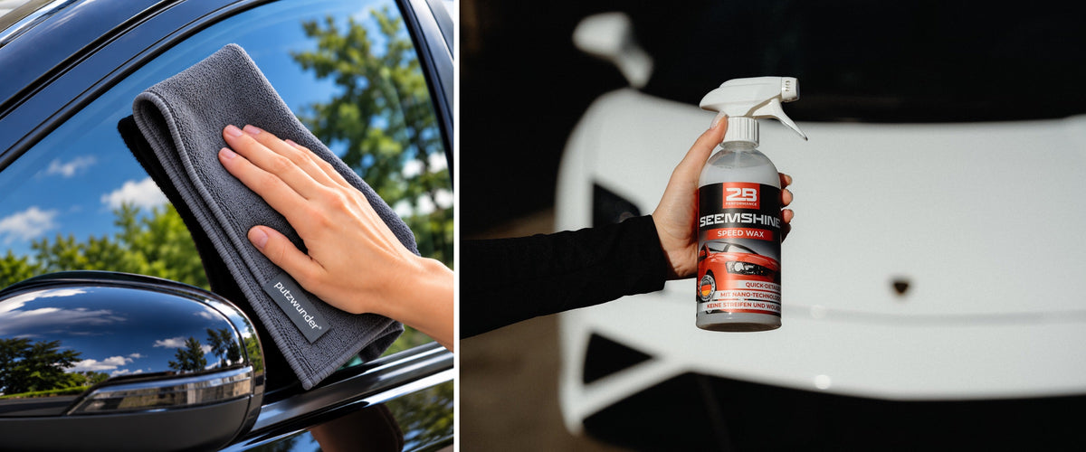 putzwunder Mikrofasertuch und 2B Performance SeemShine bei der Autopflege