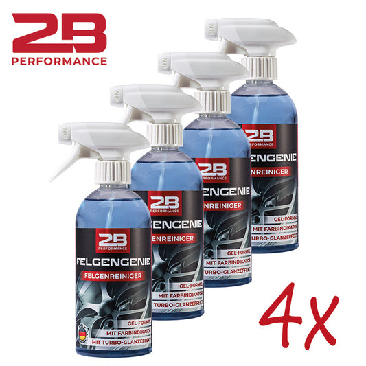 2B Performance Felgengenie 4er-Set: 4 × Felgenreiniger Gel 500 ml – Vier Felgengenie Flaschen im Set